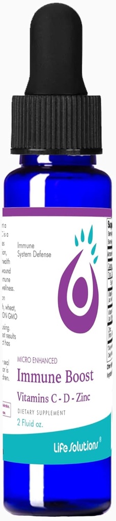 Life Solutions Liquid Immuuni Booster - Immuuni tuki täydentää C-vitamiinia ja sinkkiä VIT d3 Aikuiset - Immuuni tuki ja immuuni Boosters aikuisille - 2 fl oz Dropper