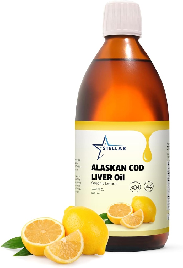 Stellar Alaskan Cod Liver Oil - Organic Lemon, 16.67 oz ...