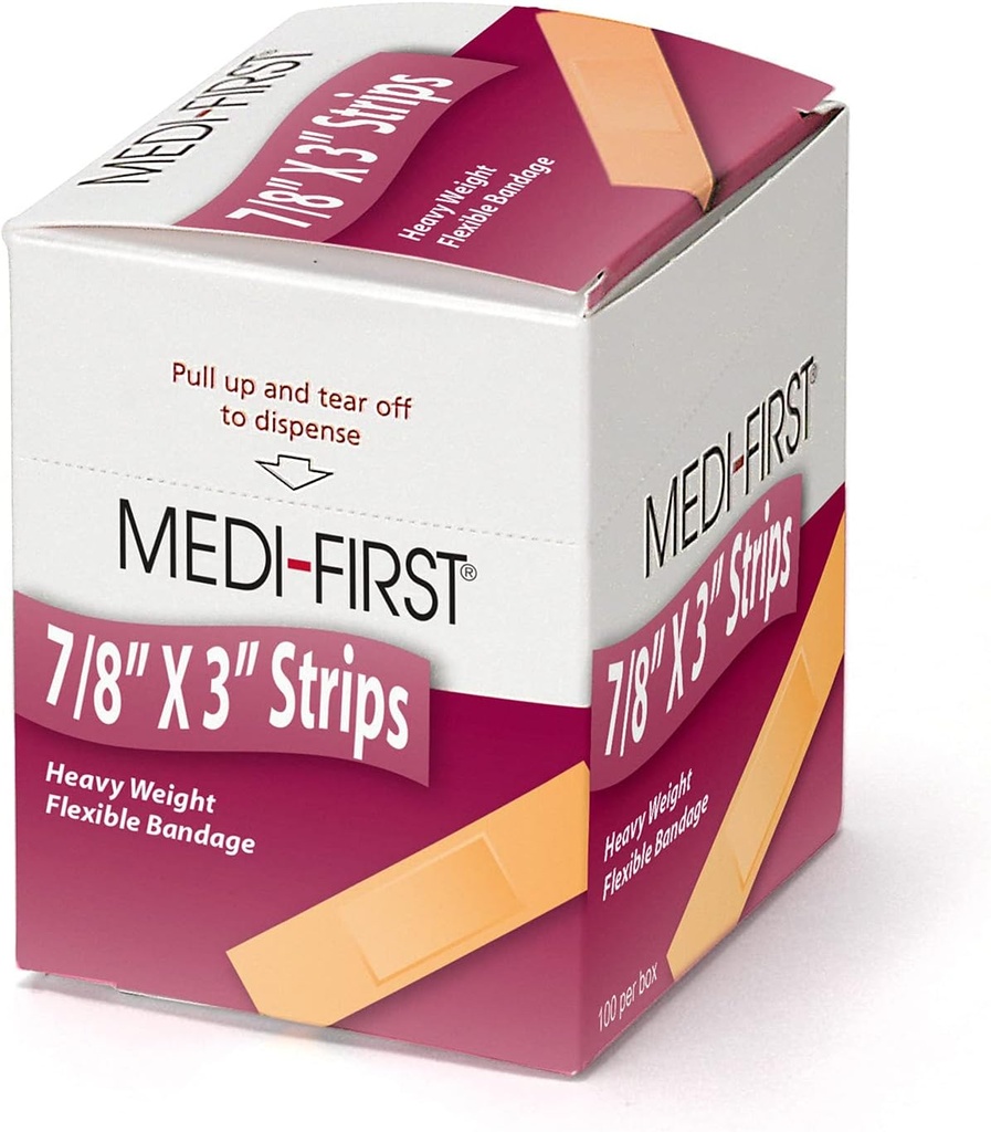 Medique tuotteet 61433 Extra raskas paino Latex Free Flexible kudotut nauhat Bandges, 7/8 tuuman 3-tuumainen, 100 per laatikko