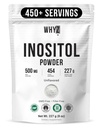Myo-Inositol Powder 8oz, Natural Myo Inositol Supplement för äggstocksstöd, fertilitet och hormonbalans, ren inositolpulver, Myo-Inositol Supplement för energi, hjärnhälsa, 454 portioner