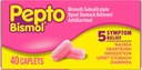 Pepto Bismol Caplets pahoinvointiin, närästys, ruoansulatushäiriöt, vatsavaivat ja ripuli, 5 Oireen nopea helpotus kätevässä muodossa, 40 ist