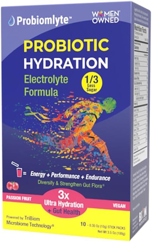 Probiomlyte Probiotic Hydration Amplifier. Electrolytes + Key Vitamins + Probiotics + Prebiotics + Postbiotika + Citrulline |Better Endurance, Performance, Energy, Gut Health| Passion Fruit | 10 pinnar