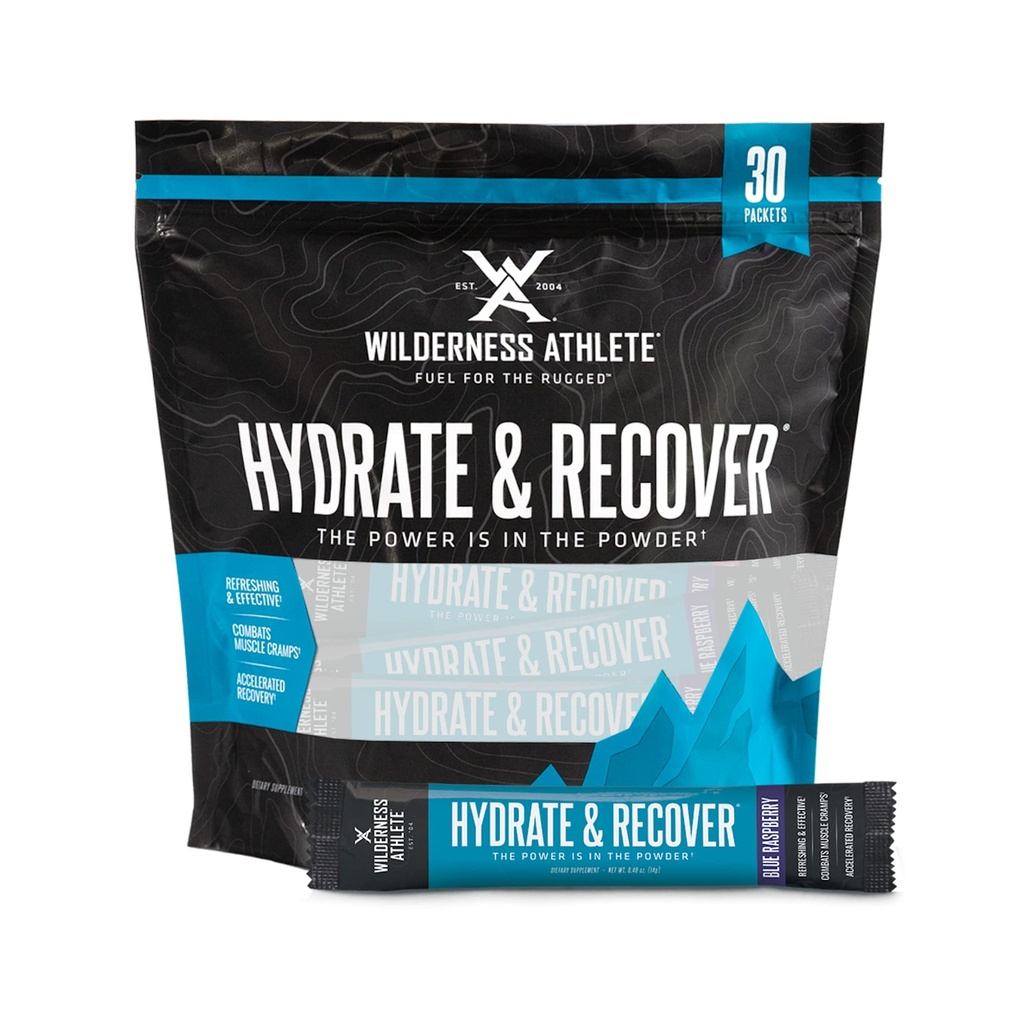 Wilderness urheilija - Hydrate & Recover ... Liquid Hydration Packetit Electrolyte Drink Mix - Palauta Faster Bcaas - 30 Yksi tarjoilu Hydrate Packets (Blue Raspberry)