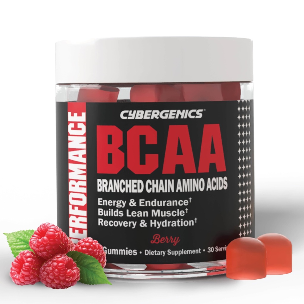 BCAA Gummies, Energy Chews Electrolytes haarautunut ketju Aminohapot, Rakentaa Lean Lihas ja Boost Endurance, 60 Gummies, Berry Flavored