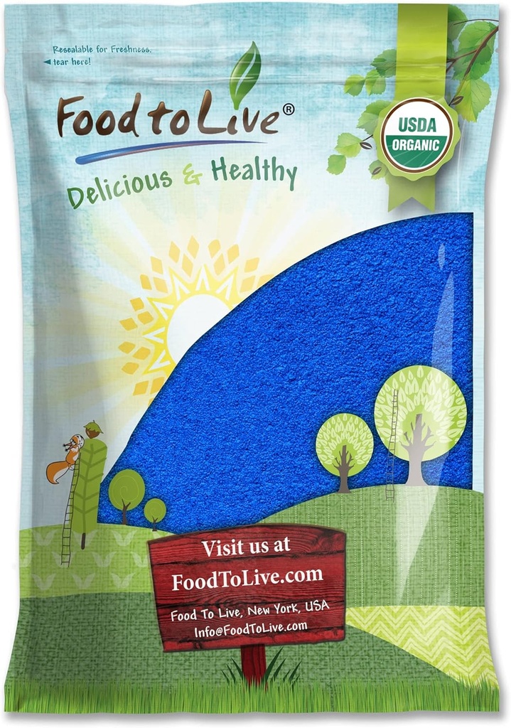 Mat till levande organisk blå spirulina pulver, 8 pund - Icke-GMO, ren rå blå-gröna alger extrakt, Vegan, icke-strålad, bra för juicer, smoothies, skakar, drycker och matfärgning