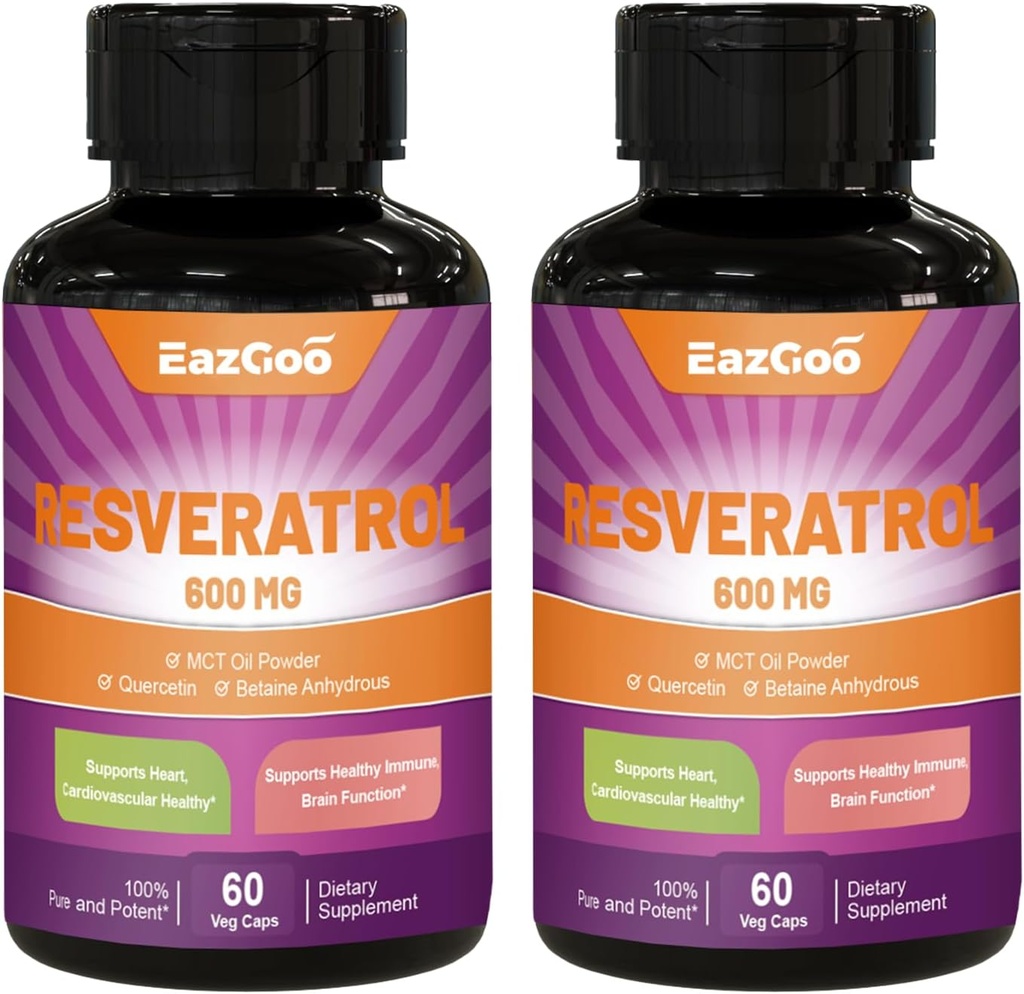 Resveratrol 600 mg, Trans- Resveratrol täydennysosa, antioksidanttien terveyden ikääntyminen tuki - 120 kapselia