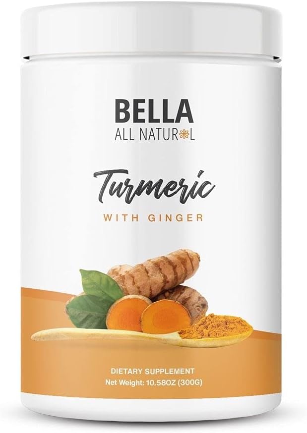 Bella All Natural Turmeric ja inkiväärijauhe - antioksidantti ja parannettu digestio (300 grammaa)