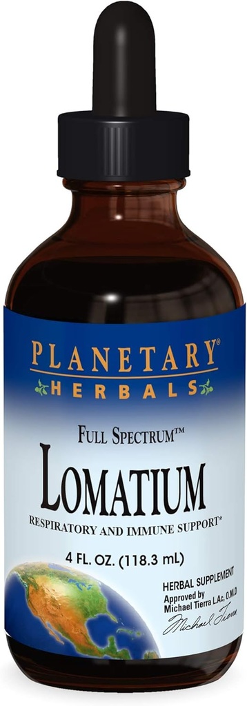 Planeetta Herbals Lomatium Full Spectrum Liquid, Hengitys- ja Immuunituki, 4 Ounces