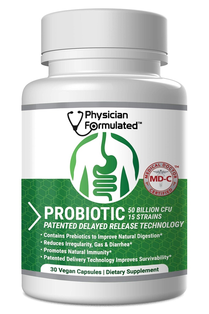 Probiotika för kvinnor och män - 50 miljarder 15 stammar långsam släpp DR-kapslar och prebiotika för att förbättra Digestive Health, Immune Support Supplement Full Month Supply
