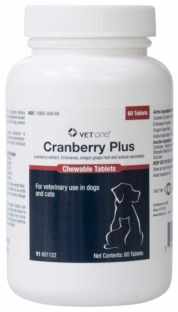 Eläinlääkäri One Cranberry Plus koirille ja kissoille - Virtsatie & virtsarakon tuki - 60 purutabletit