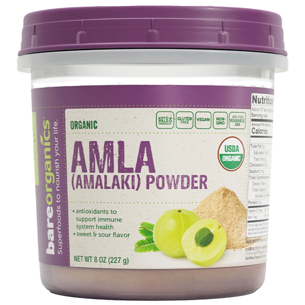 BareOrganics Amla, Indian Gooseberry & Superfood Powder, Kosttillskott, 8 Oz