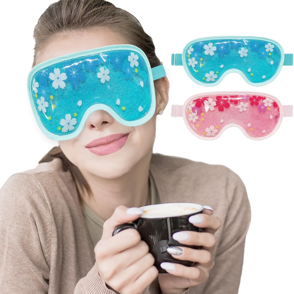 ZNÖCUETÖD Ice Mask Gel Cooling 2 Packs Reusable Cold Compress Eye Ice Pack för mörka cirklar och puffiness, Migraine, stressavlastning