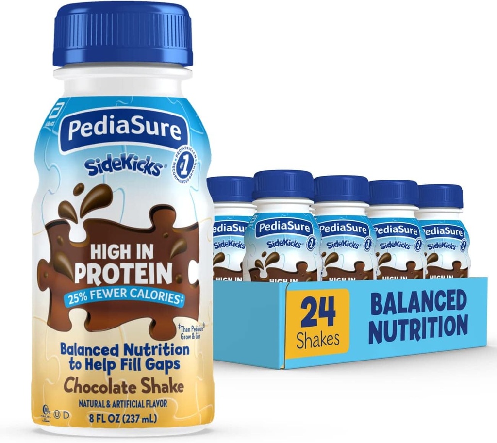 PediaSure Sidekicks Nutrition Drink, Chocolate, 8 fl oz, 24 Count. (Pakkaus May Vary)