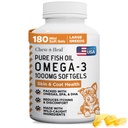 Wild Caught Omega 3 Fish Oil for Dogs - 180 Softgel Kapselit terveelle iholle ja takki - Suuri 1000 mg koiran kalaöljy pillereitä kuiviin, kuiva kutiava iho ja kuumat kohteet - Pet Omega Salmon täydennysosa
