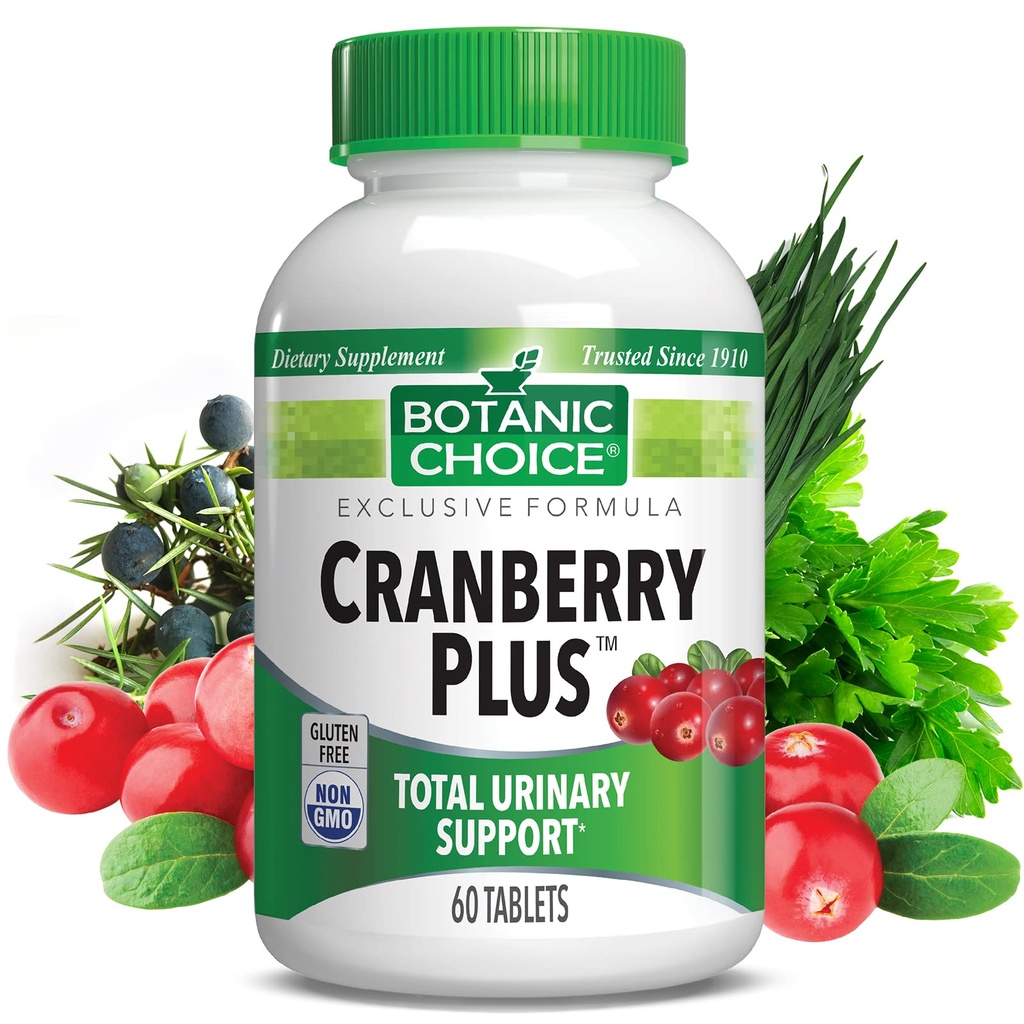 Botanic Choice Cranberry Plus Total Urinary Support - Urinary Tract Health för kvinnor och män med Cranberry Concentrate, Uva Ursi, Buchu, Calcium - 60 tabletter