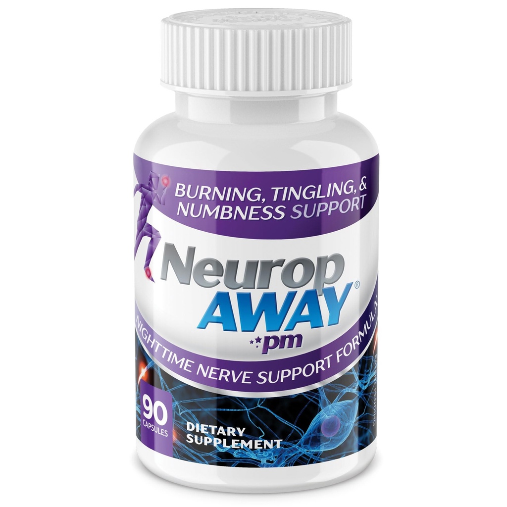 NeuropaWAY Nerve Support PM, med R-Alpha Lipoic Acid för att hjälpa till att ge Nerve Relief i så lite som 5 dagar, Acetyl-L-Carnitine, Theanine, Melatonin och Methylcobalamin, 90 kapslar