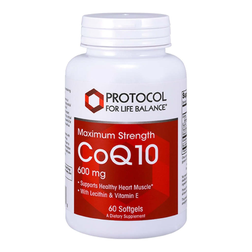 PROTOCOL FOR LIFE BALANCE CoQ10 600mg - med vitamin E & Soy Lecithin - CoQ10 Supplement - Halal & Egg Free - 60 Softgels