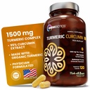 OmniBiotics Organic Turmeric Curcumin täydennysosa mustan paprikan Extract 1500 mg Turmeeric 95% Curcuminoids & BioPerine, korkea absorptio nivelten tukea 120 vegan kapselit