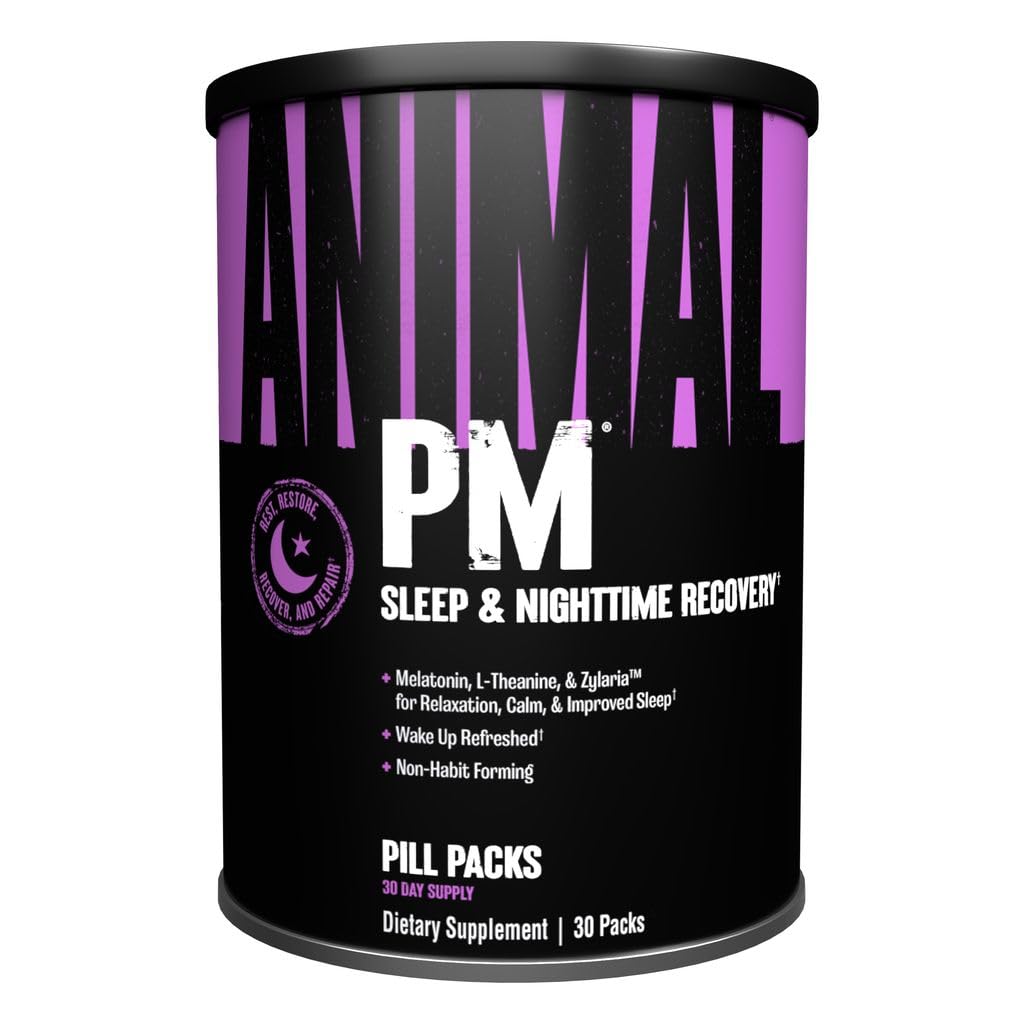Eläinten PM - Sleep Aid for Adults Non-Habit Forming Relaxation Enhancer ja mielialatuki Melatonin, L-Theanine, Zylaria, Sinkki, Magnesium, B-vitamiini, GABA + AKG Anabolinen pino Supply, 30