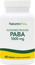Natures Plus PABA, Pitkäaikainen vapautuminen (aminobentsoehappo) - 1000 mg, 60 Kasvisruokaa - Skin Health Support Supplement, edistää energiantuotantoa - Gluteeniton - 60 tarjoilua