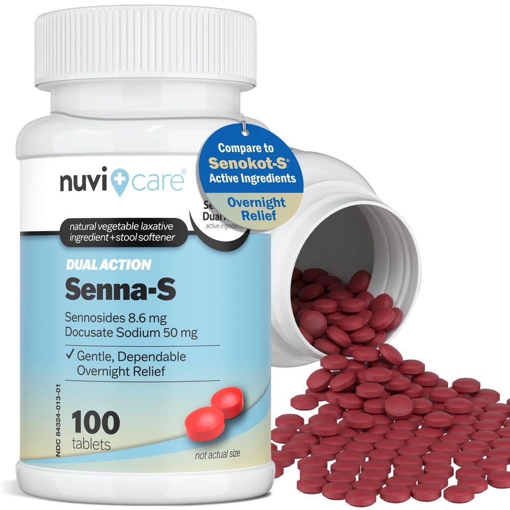 Senna Plus Laxative Stool Softener - Docusate Sodium (50mg) Stool Softener kanssa Stimulant Laxative Sennosides (8,6mg) - Vertaa Senokot-S satunnaisten Ummetus Relief * (100 tablettia)