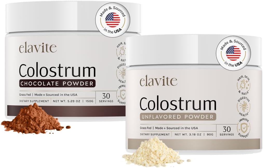 Naudan Colostrum Powder (60 tarjoilua) Bundle Grass Fed Colostrum naisille ja miehille - täydennysosa terveille hiuksille, iholle ja kynsille - suklaata & ei maistu - valmistettu Yhdysvalloissa