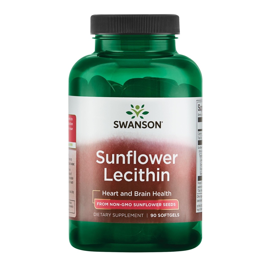 Swanson Auringonkukka Lecithin - Herbal Supplement Edistävät terveet aivot toiminto - Luonnollinen Formula tuki sydän terveys & terve lipiditasapaino - (90 Softgels, 1200 mg Each)