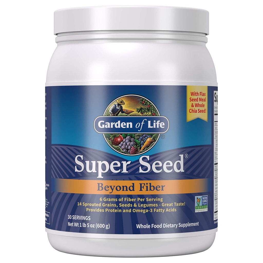 Elämänpuutarha Super siemen - Kasvisruokaa Koko ruoka kuitu täydentää proteiinia ja Omega 3, 5oz (600g) Jauhetta