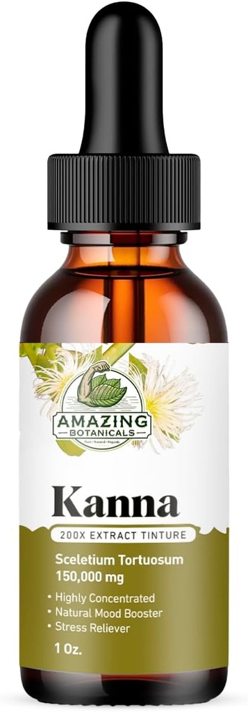 Fantastiska Botaniska Sceletium Tortuosum Kanna Extract Tincture 200x Menstrum - Liquid Supplement - 30ml (1oz)