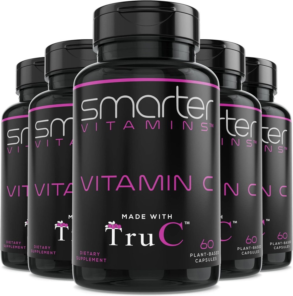 (5 Pack) Raw Whole Food Vitamin C från Berries, Premium Antioxidanter, Bioflavonoider & Polyfenoler, 300 Vegan kapslar