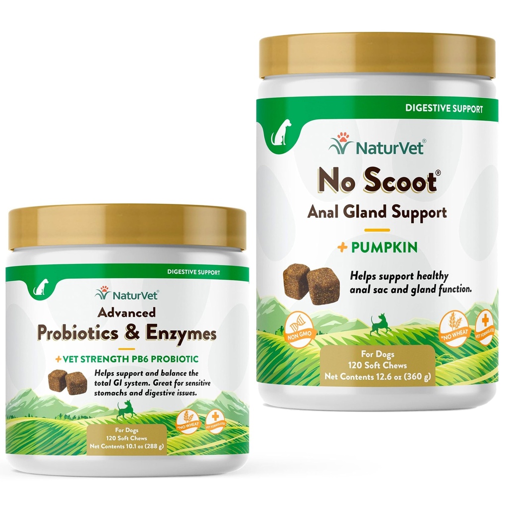 NaturVet Advanced Probiootit, Terveet Entsyymit ja PB6 Probiootti täydentää koirasi vatsa, 120 pehmeät purut & ei Scoot koirille - 120 pehmeät purut - tukee terve anaali Gland & Bowel toiminto