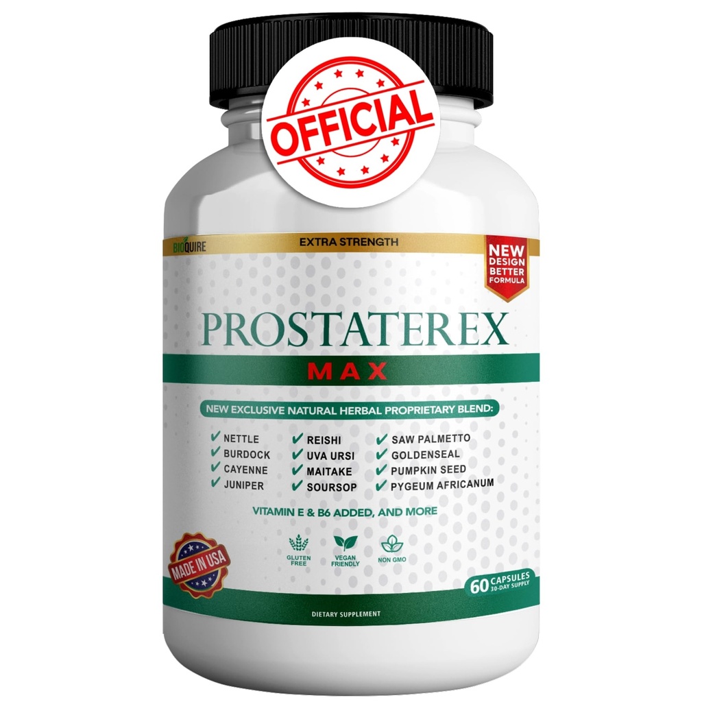 ProstateRex Max Extra Strength Prostate Health Support Supplement, Saw Palmetto, Vegan, Non-GMO, Glutenfri - 60 kapslar (1)
