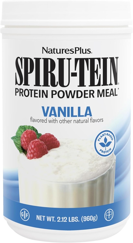NaturesPlus SPIRU-TEIN, Vanilla - 2,12 lbs, Pack of 3 - Spirulina Proteinpulver - Vitaminer och mineraler för energi - Vegetarisk, Glutenfri - 96 Totalt portioner