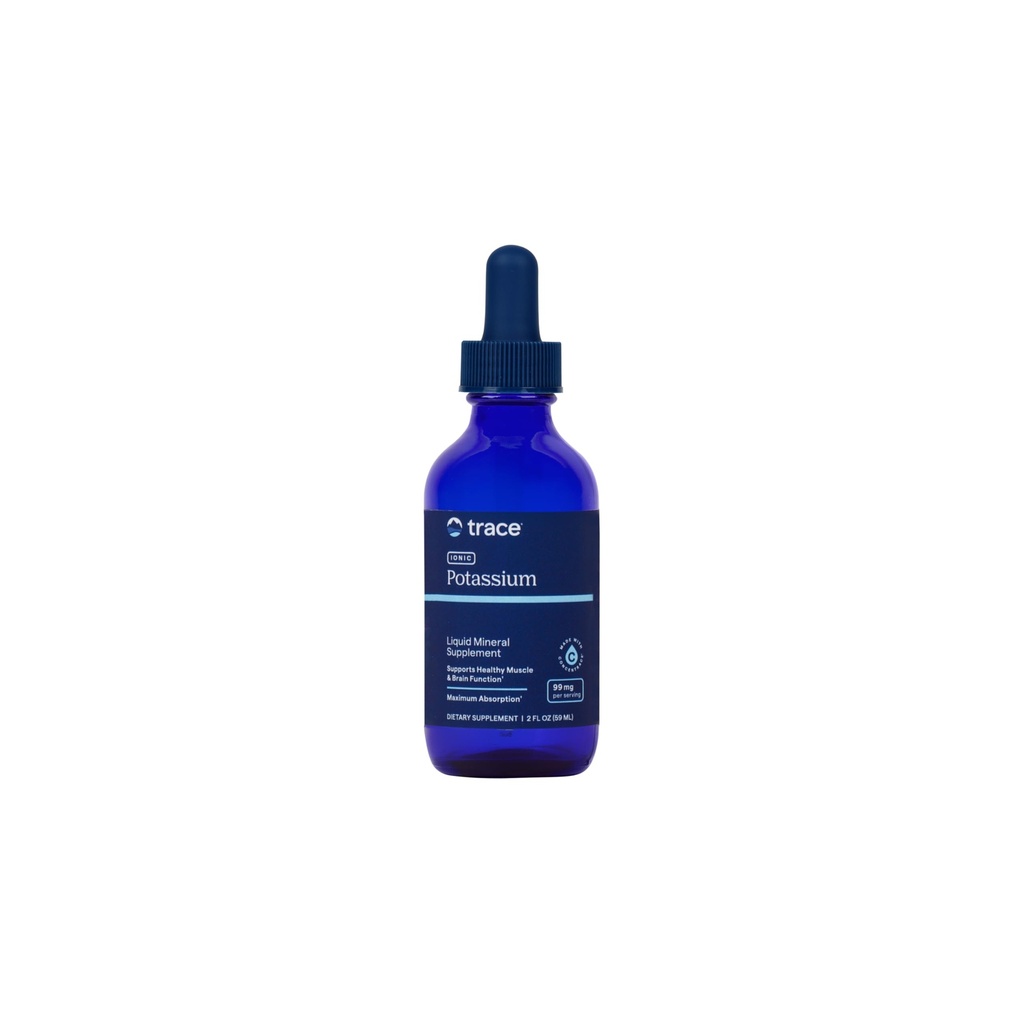 Trace Minerals Ionic Kalium - Liquid Kalium Supplement for Terve aivojen ja lihasten toiminta - Hermo tuki - Helppo imeytyminen - Vegan - ei-GMO - makuamaton - 2 fl oz (32 tarjoilua)