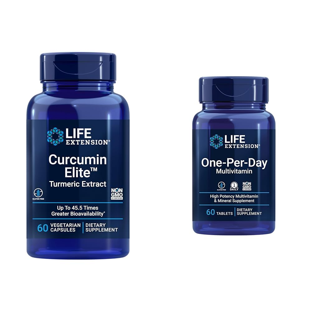Life Extension Curcumin Elite Turmeric Extract, främjar en hälsosam inflammatorisk Response & One-Per-Day Multivitamin - Packad med över 25 vitaminer