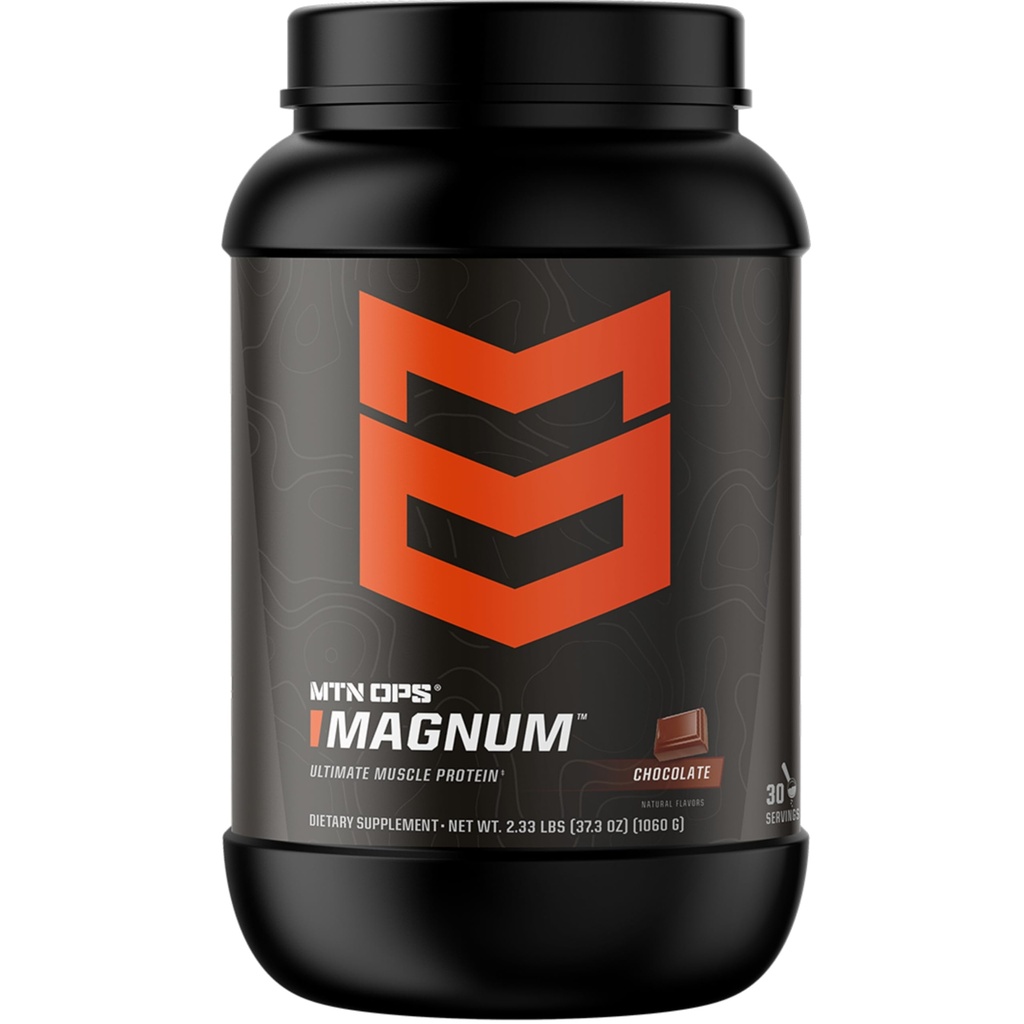 MTN OPS Magnum Chocolate Protein Powder, 23g Whey Isolate Protein & Milk Protein med BCAA, Zero Sugar & Gluten Free 30-Serving Tub