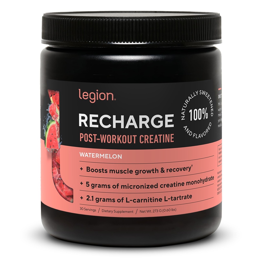 LEGION Lataa Post Treenout täydennysosa - Kaikki Natural Muscle Builder & Recovery Drink Mikronized Creatine Monohydraatti. Luonnollisesti makeutettu ja maustettu, turvallinen ja terve (vesimeloni, 30 tarjoilua)