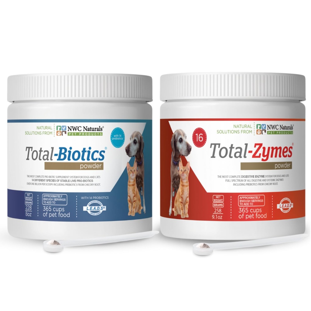 NWC Naturals Twin Pack - Probiotika och Digestive Enzymer för hundar och katter en Total-Zymes och en Total-Biotics 8-Ounce