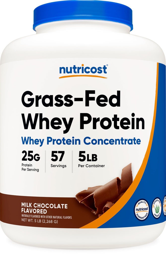 Nutricost Grass-Fed Whey Protein Concentrate (Chocolate) 5LBS - Denaturoimaton, ei-GMO, luonnon makuja...