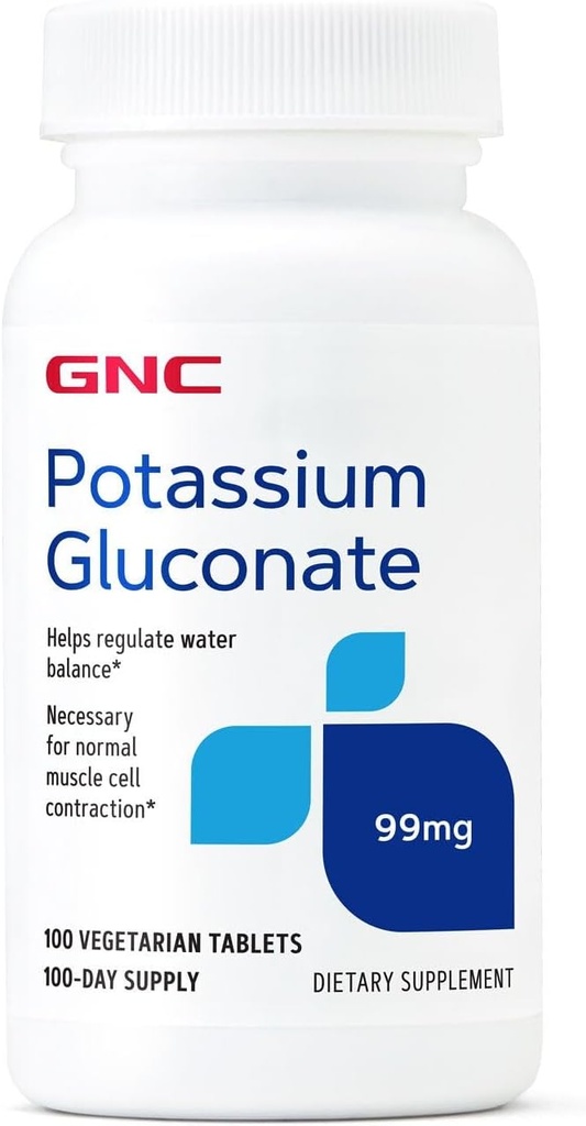 GNC-kaliumglukonat 99mg, 100 tabletter, stöder normal muskelfunktion