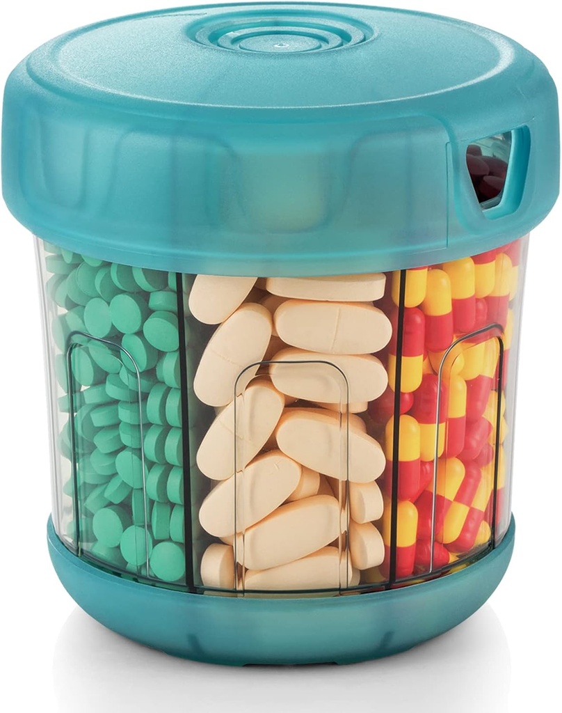 Erittäin suuri täydentää Järjestäjä XL 7 Suuret Osastot, TPU Soft Lid Helppo ladata ja käyttää pilleri Dispenser, 1 kuukausi Jumbo Vitamiinin haltija Lääkevarasto
