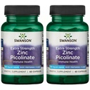 Swanson Premium Brand Extra Strength Zinc Picolinate - Body Preferred Form Immune Health Capsules - 50 mg per kapsel - 60 kapslar, Pack 2