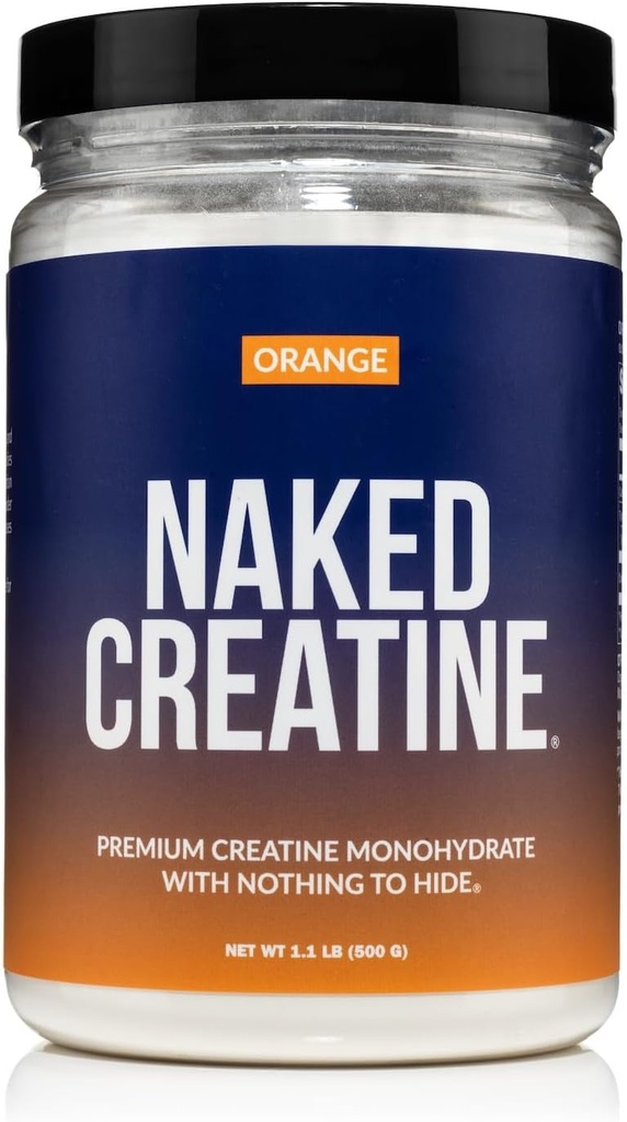 NAKED Pure Micronized Orange Creatiini Monohydraatti - 36 Servings - 500 Grams, 1.1Lb Bulk, Vegan, ei-GMO, Gluteeniton, soijaton. Apua vahvuus voitot, ei lisäaineita