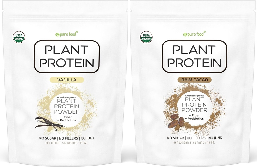 Ren mat: Växtbaserad proteinpulver med probiotika | Organisk, ren, all naturlig, vegan, vegetarisk, hel superfood näringstillskott med inga tillsatser | Keto (Vanilla + Chocolate)