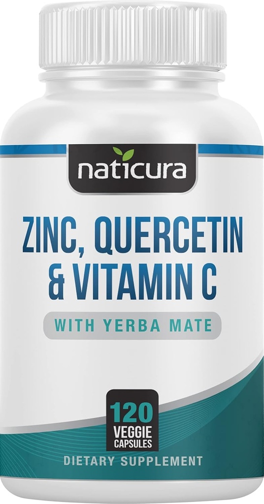 Sinkki Quercetin kanssa C-vitamiini ja Yerba Mate - 4-in-1 Ravitsemus Immunomy Support Supplement - 120 kasviskapselit - Valmistettu Yhdysvalloissa