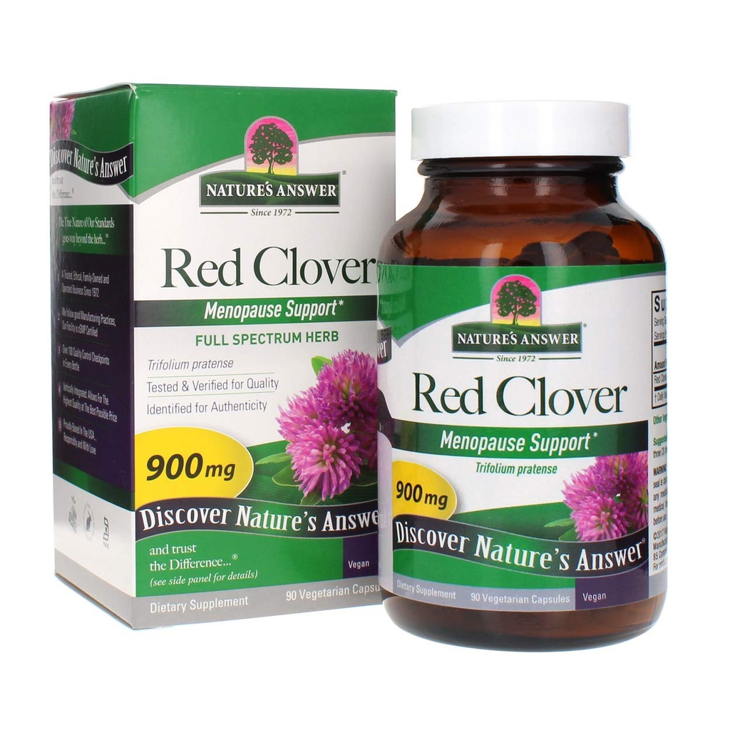 Luonnon vastaus Punainen Clover Trifolium Pratense Full Spectrum Herb Natural Kasvissyöjä Korkea vahvuus Ruokavalion täydentää Ihanteellinen Menopause (90 kapselia)