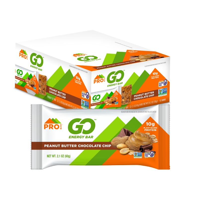 PROBAR - GO Energy Bars - Maapähkinävoin suklaalastu - Gluteeniton, ei-muuntogeenisiä organismeja, Koko elintarvikkeiden ainesosat Välipalat (12 kreivi)