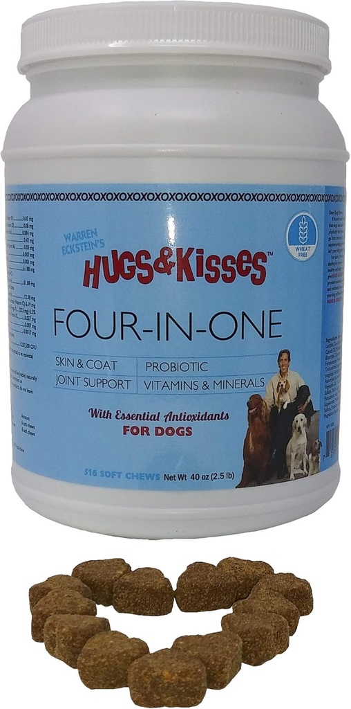 HUGS & KISSES Warren Ecksteins Four-in-One Dog Vitamin Mineral Supplement Treats