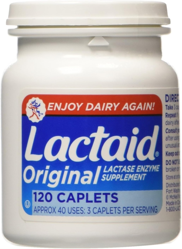 Lactaid Original Strength Laktaasi- entsyymilisä, Caplets - 120 ea