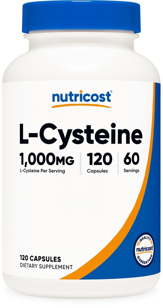 Nutricost L-Cysteine 1000mg, 120 kapslar - Icke-GMO, Gluten fri tillägg, 500mg per kapsel